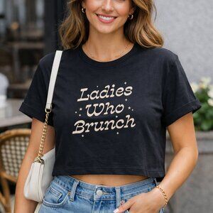NWOT Sub_Urban Riot "Ladies Who Brunch" Black Boxy Tee Women's Small